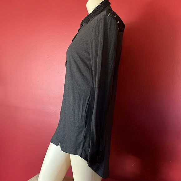 New Mona B dark gray long sleeve blouse - Picture 6 of 16